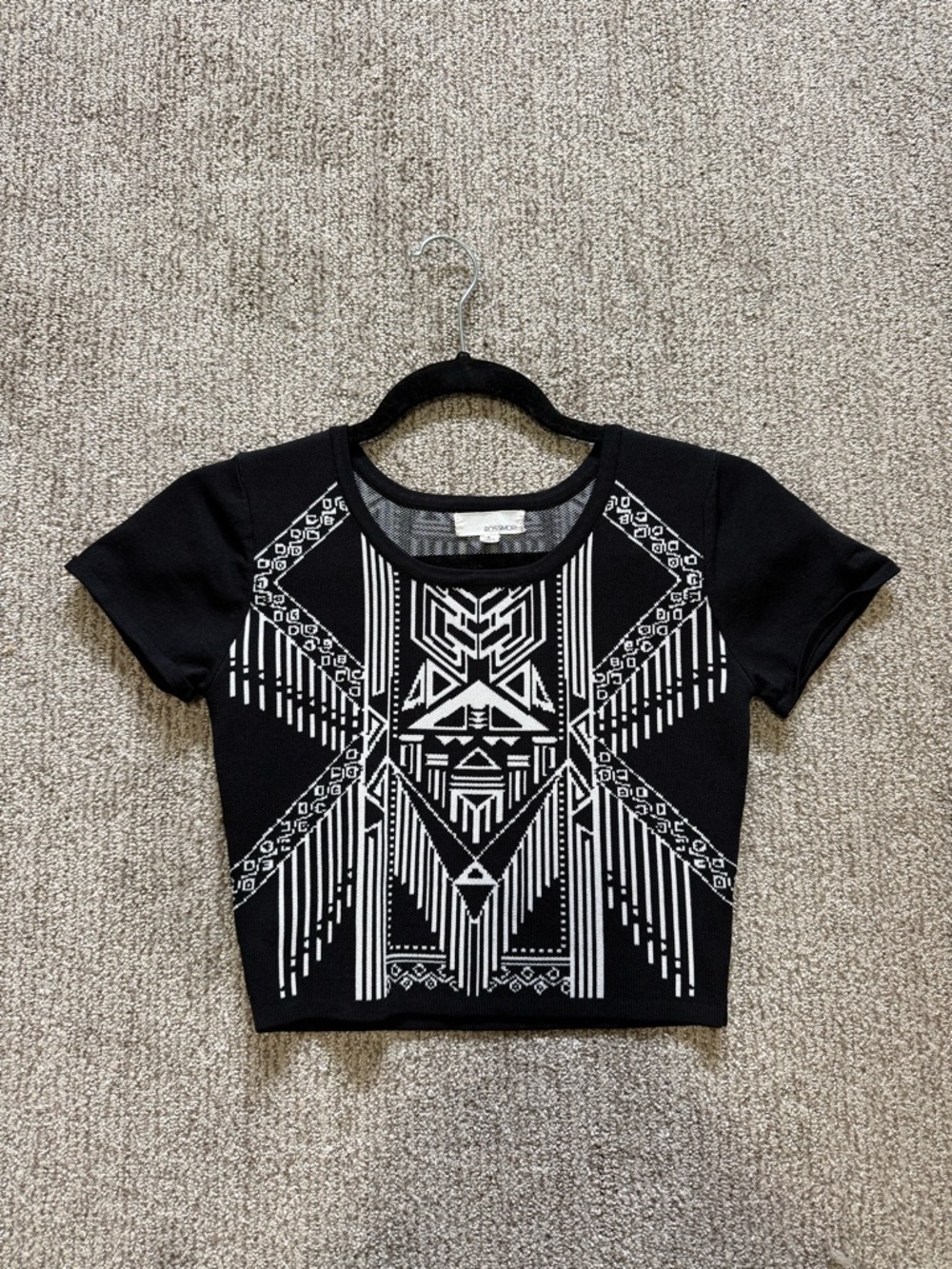 Black Geometric Print Crop Top by Xhilaration